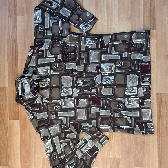 Vintage 70's Sears Men's Store button front brown patterned shirt - Picture 6 of 6